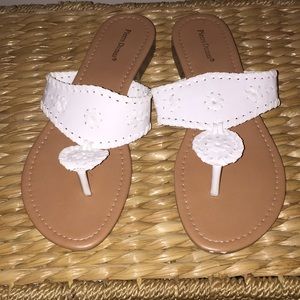 Pierre Dumas faux-Jack Rodgers white woven sandal